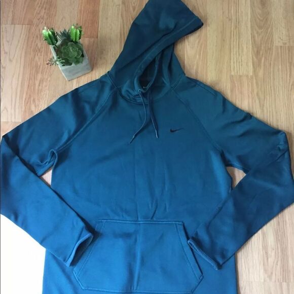 NIKE Dri-Fit Scuba Neck Hoodie Sweatshirt Turquoise Blue - Picture 4 of 9